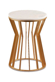 Tavolino Decorativo Casa Struttura Oro in Ferro e Ripiano in Marmo 35 x 50 cm