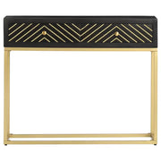 Tavolo Consolle Nero e Oro 90x30x75cm Legno Massello di Mango 286518