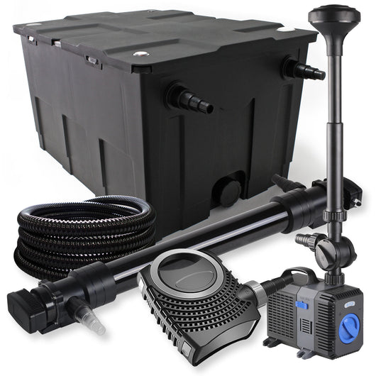 Set Filtro a 1 camera 60000l Chiarificatore UVC 72W Pompa NEO10000 80W Tubo Fontana