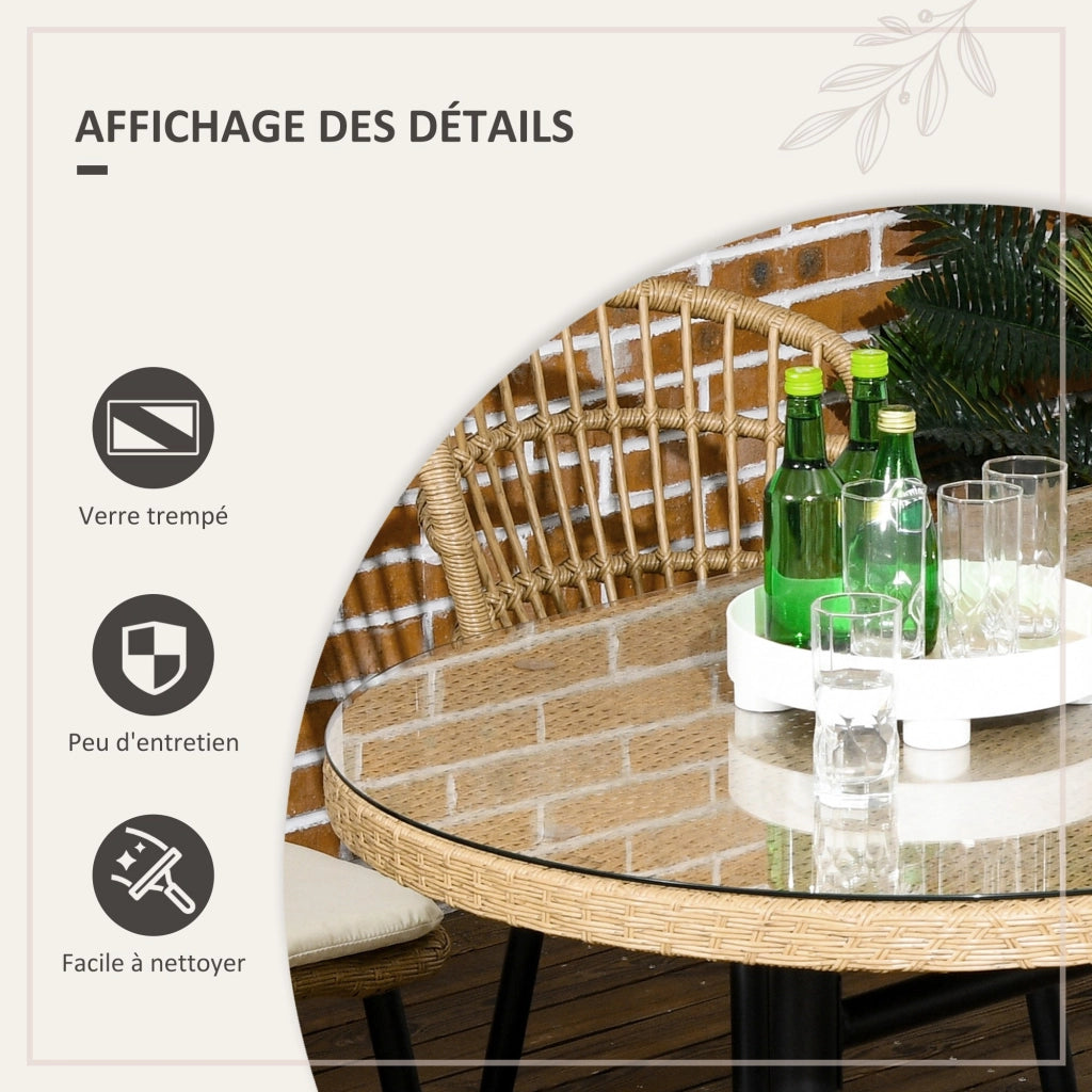 Set da pranzo da giardino 6 persone ¨C zephmum ¨C tavolo rettangolare e 6 sedie con cuscini in rattan