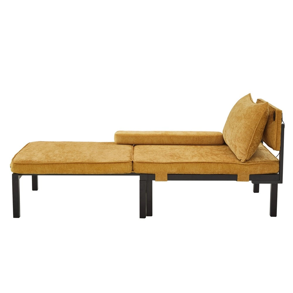 Divano Letto Singolo Pieghevole con Cuscino e Porta USB ¨C Xylo ¨C Giallo