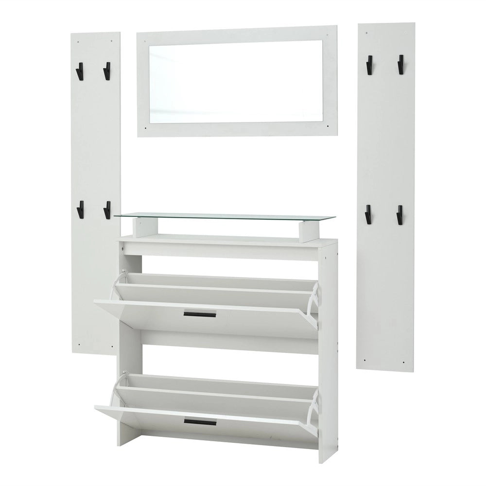Set ingresso consolle appendiabiti con specchio ¨C Minimal ¨C Bianco lucido 89.5x23x96.5cm