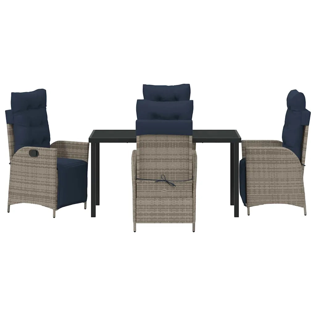 Set da Pranzo per Giardino 5 pcs Grigio e Nero Rattan