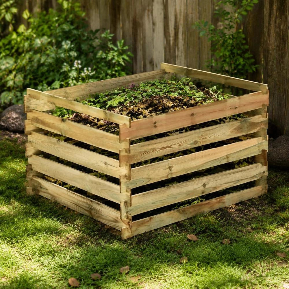 Slatted Compost Bin 120x120x70 Cm, Pine Wood, Impregnated