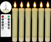 Set di 6 candele LED a cera elettrica - Fiamma fissa - Funzione timer - Decorazione di camera - Natale - Festa di Capodanno - Halloween - Igiene reale - Effetto fiamma tremolante