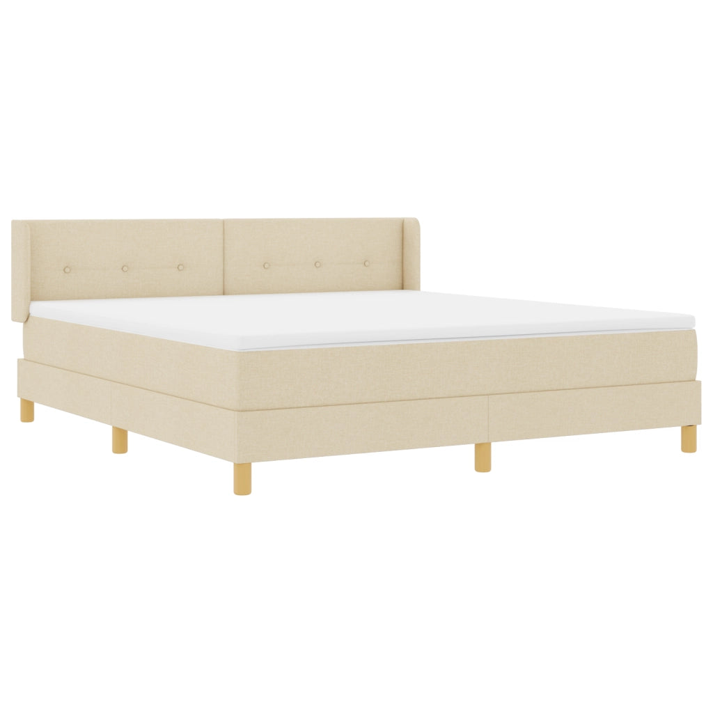 Letto a Molle Box con Materasso Panna 180x200 cm Tessuto