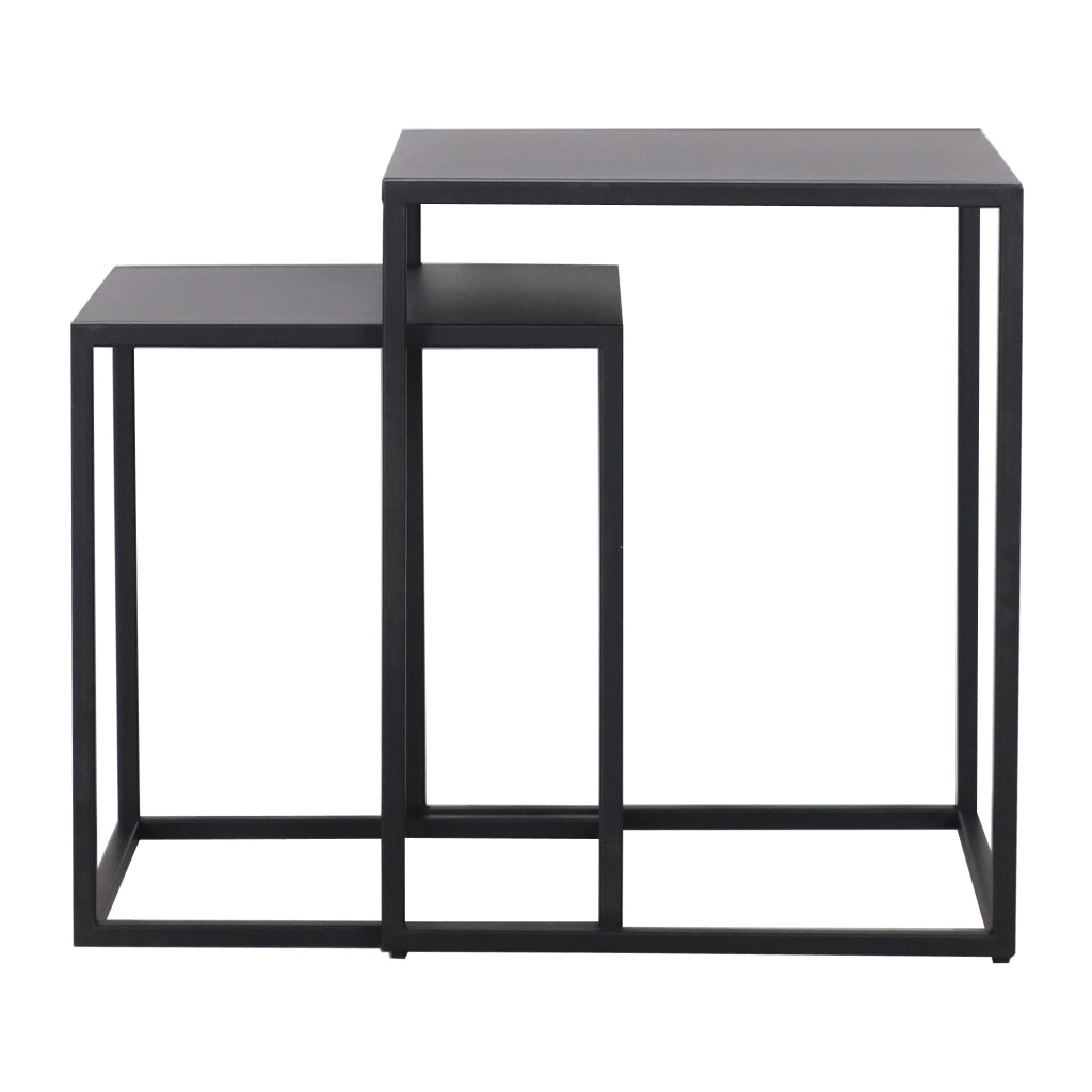 Set di 2 Tavolini Vejen Sovrapponibili Piano Quadrato - Acciaio Nero opaco [en.casa]