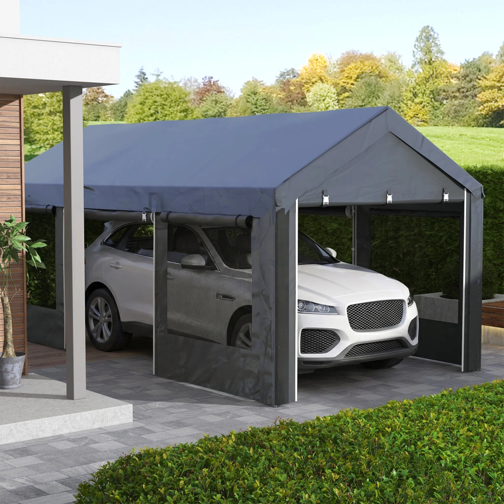 Gazebo per Auto e Feste ¨C zephmum ¨C Grigio Scuro 6x3m
