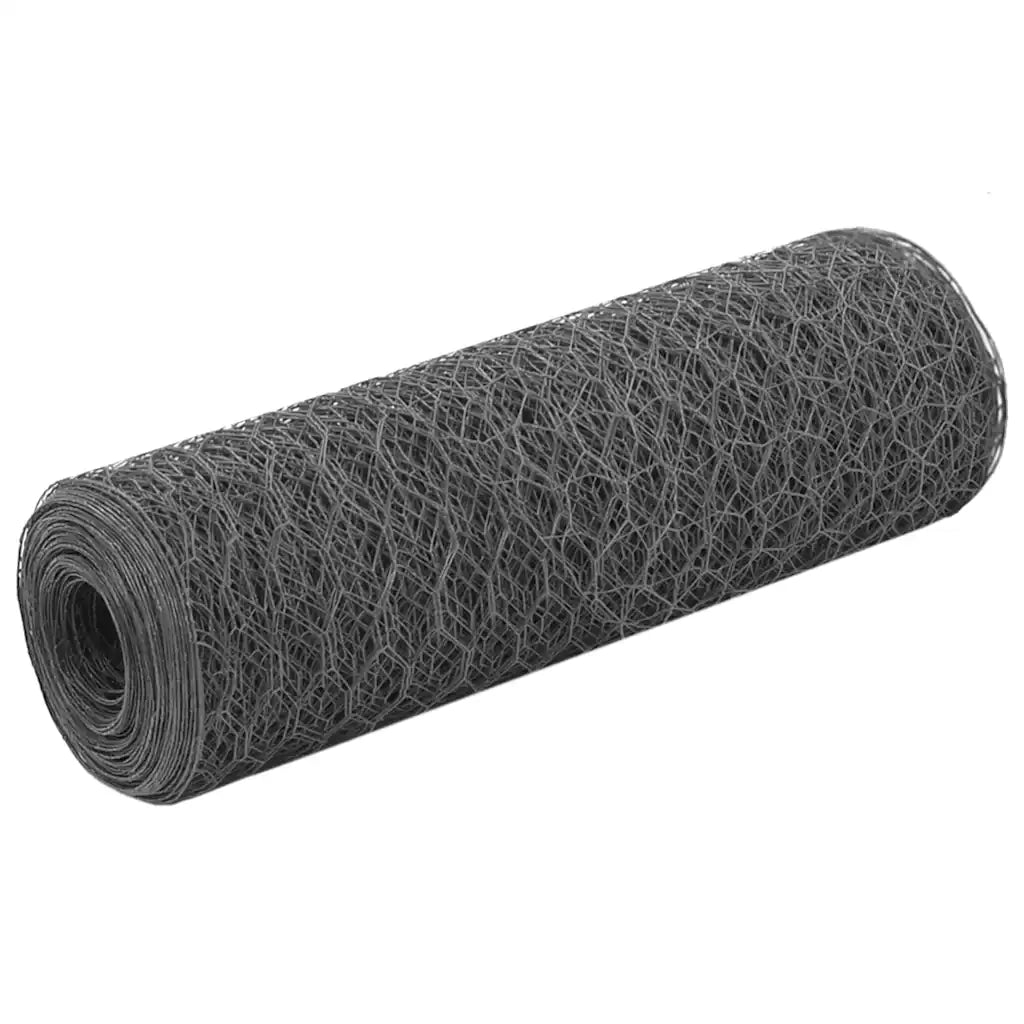 Recinzione in Rete per Pollaio in Acciaio e PVC 25x0,5 m Grigiacod mxl 92408