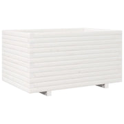 Fioriera | Cassetta per fiori | Vaso da Giardino Bianca 90x60x49,5cm Legno Massello di Pino