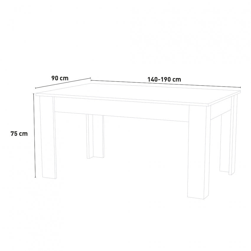 Tavolo Allungabile JESI 140, Design Moderno, Colore Bianco Lucido