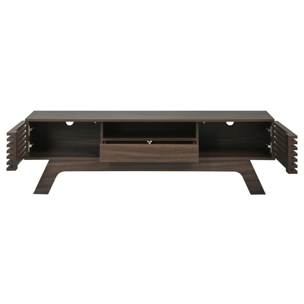 Mobile TV 150x35x44 cm con ante a lamelle in MDF noce