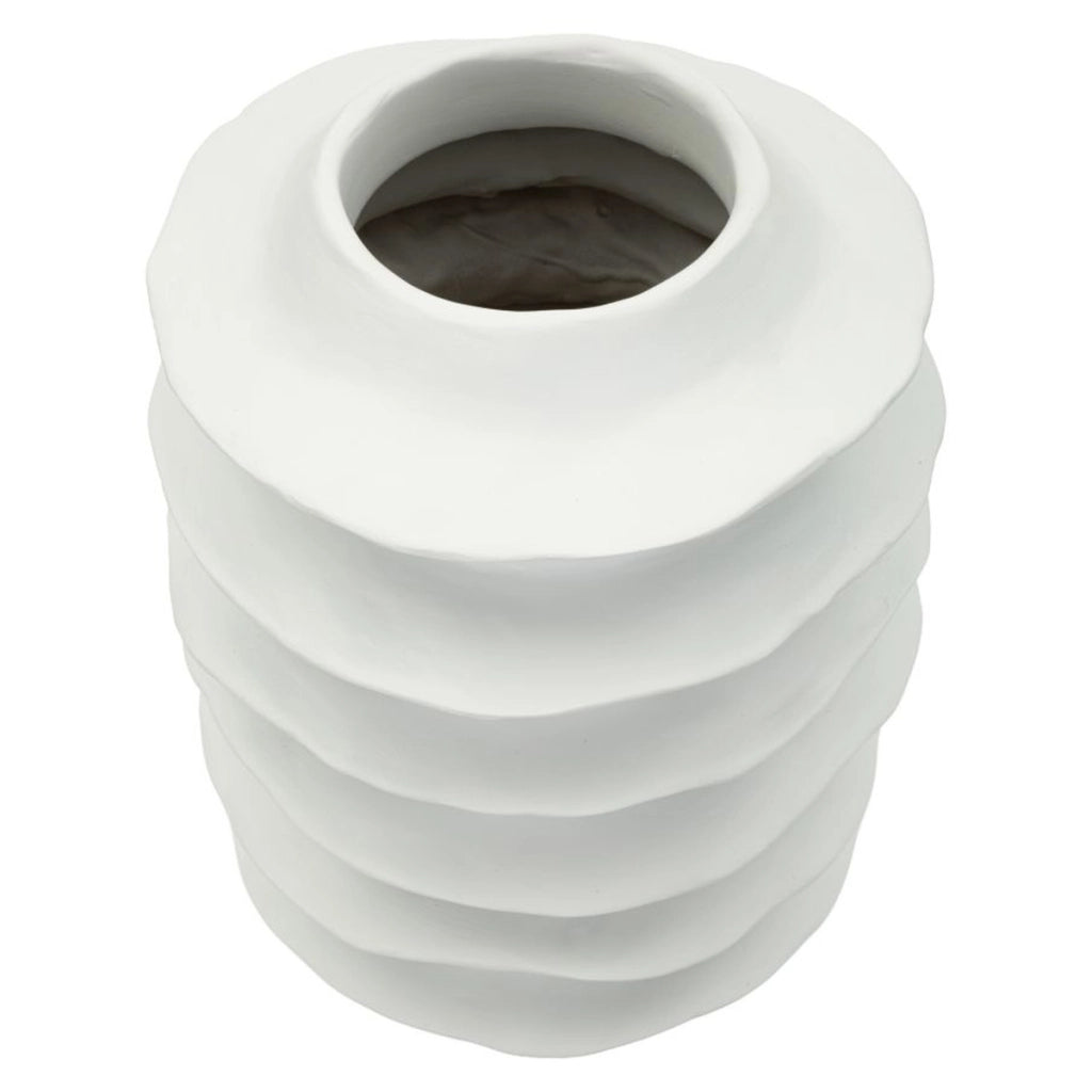 Vaso decorativo moderno a fasce ondulate bianco