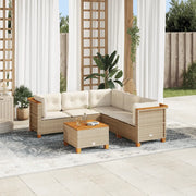 Set Divano da Giardino 6 pz con Cuscini Beige in Polyrattan 3261829