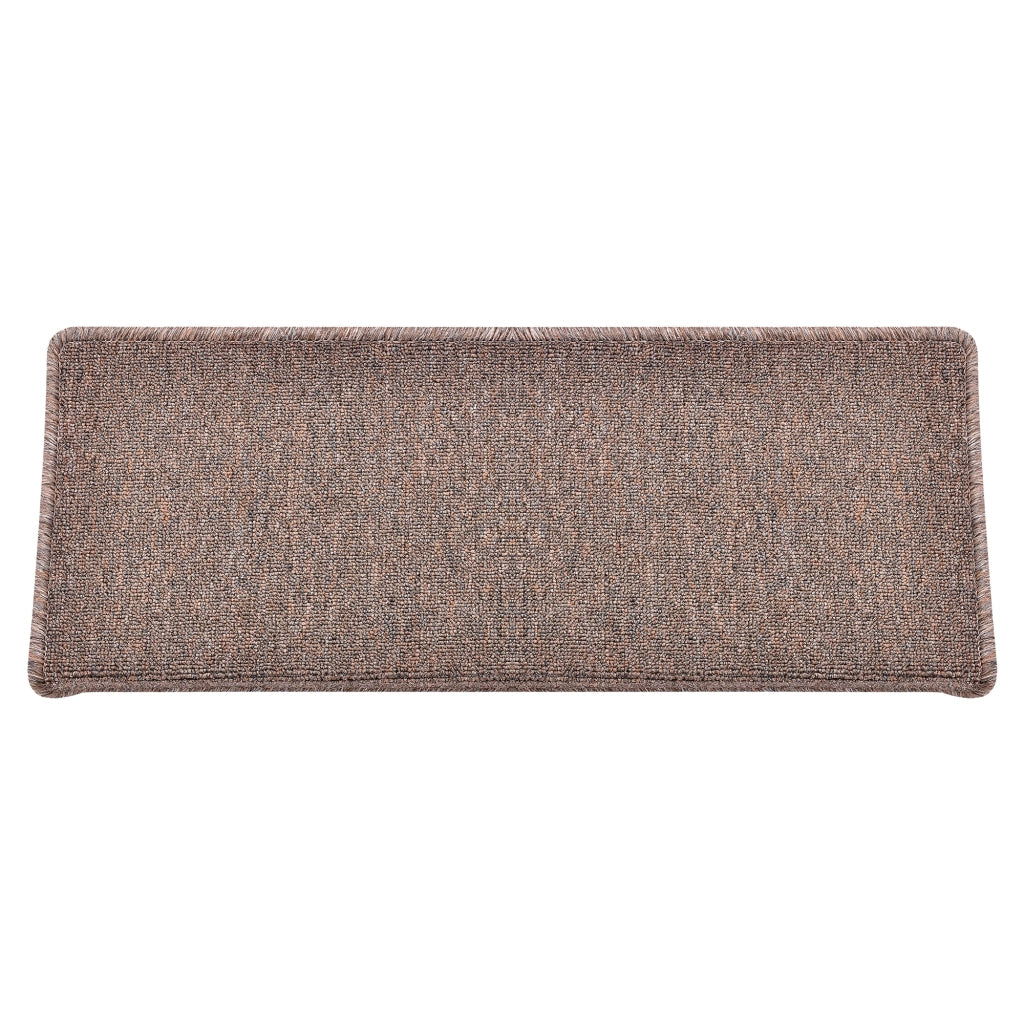 Set di 15 gradini rettangolari antiscivolo 65 x 24 cm con bordo marrone scuro 03_0007610