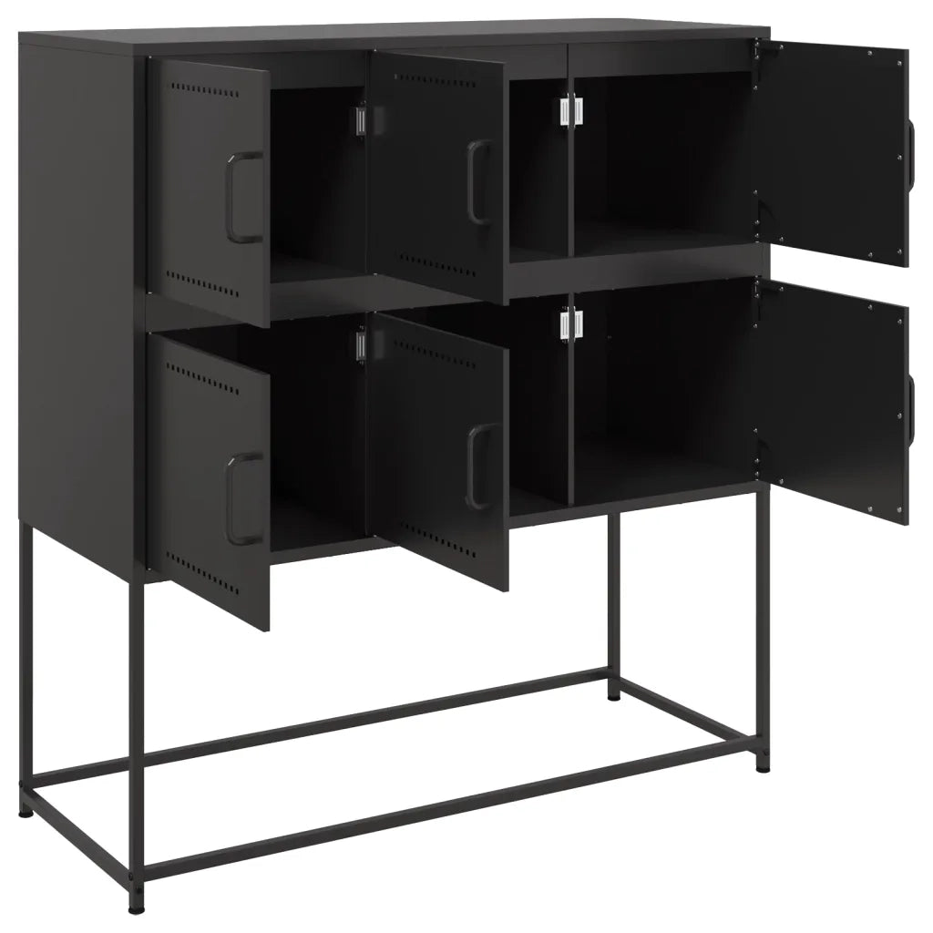 Credenza | Madia | Buffet da pranzo | Armadio da pranzo Nera 100,5x39x107 cm in Acciaio