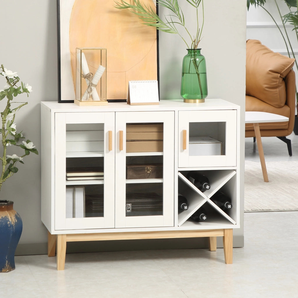 Tavolo da cucina con vetro e portabottiglie ¨C zephmum ¨C Bianco 90x37x75 cm