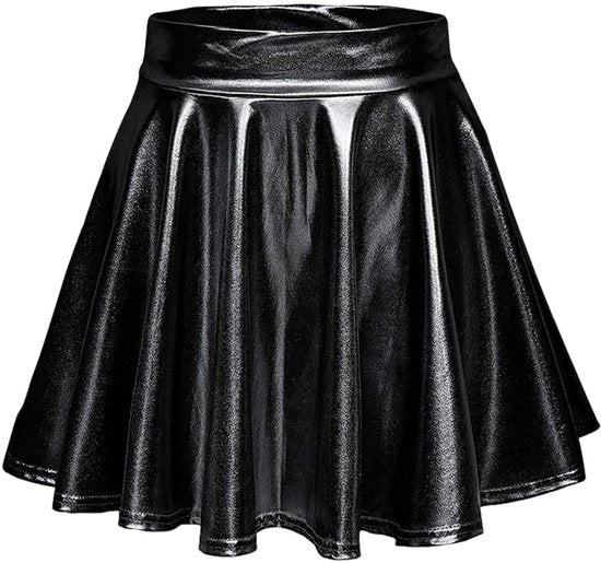 Mini gonne con finitura metallic - Gonna a pieghe - Gonna elastica per donne - Alta vita - Leggera - Adatta per feste/cosplay - Gonna da festa