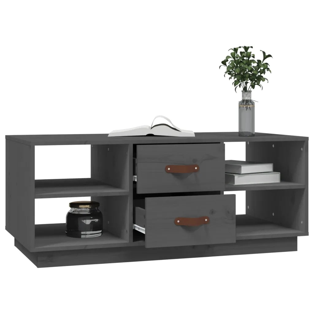 Tavolino da Salotto Grigio 100x50x41 cm Legno Massello di Pino 818272