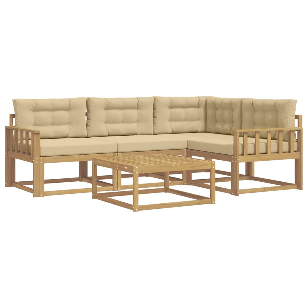 Set di divani da esterno 5 pcs Bianco e Beige 79 x 79 x 37 cm