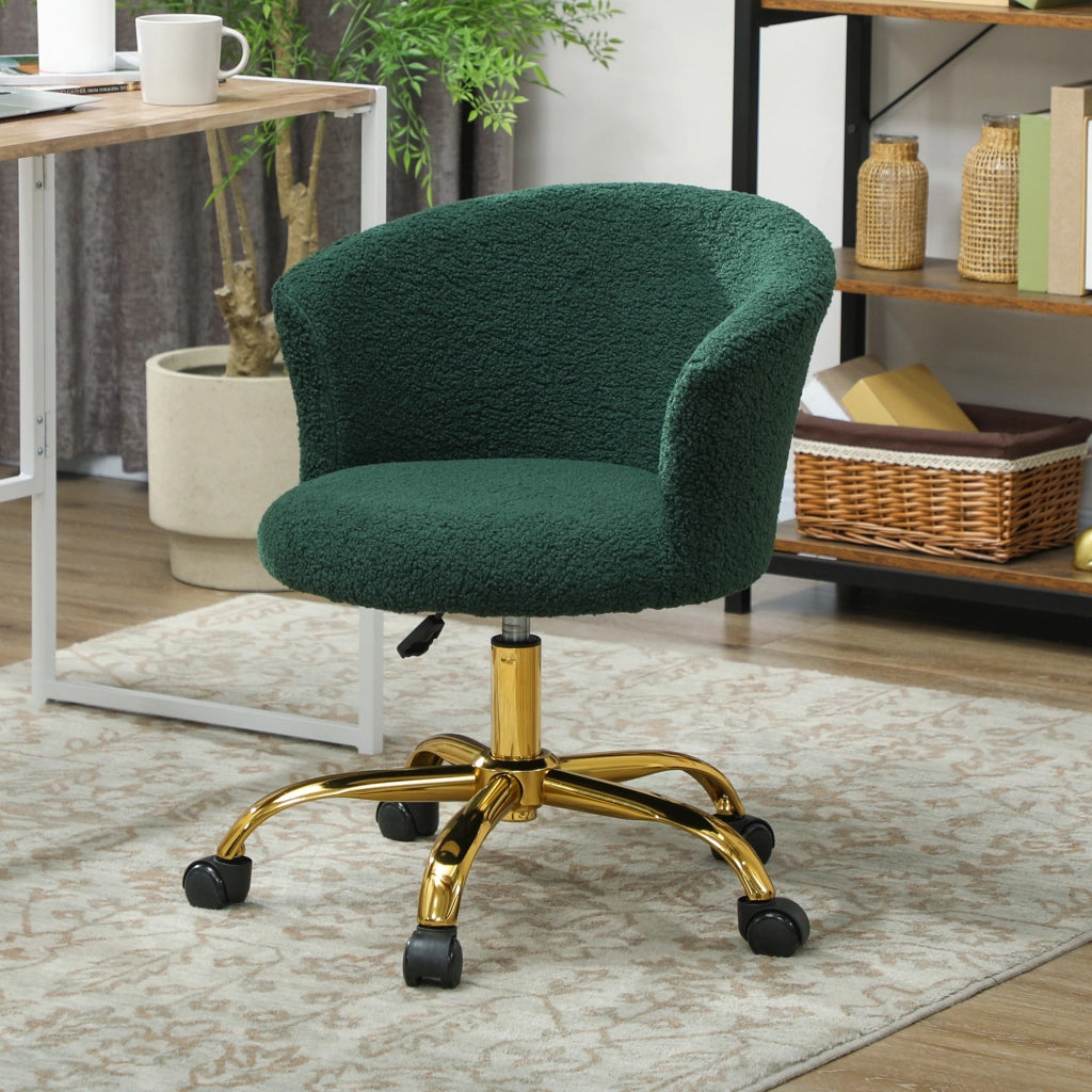Sedia Girevole da Ufficio in Velluto ¨C Zephmum ¨C Verde Scuro, Struttura Acciaio