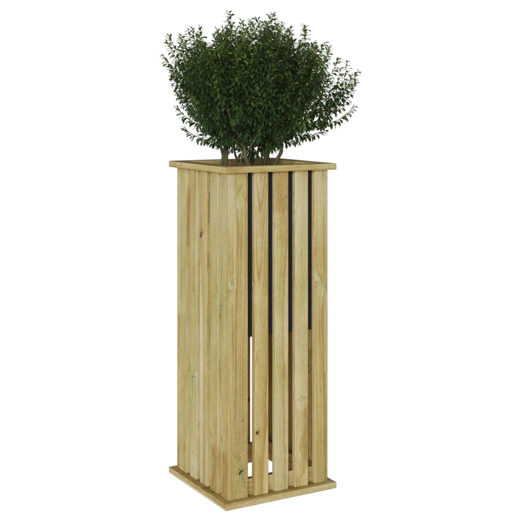 Vaso da Giardino con Rivestimento 33x33x85 cm Legno di Pino Impregnato