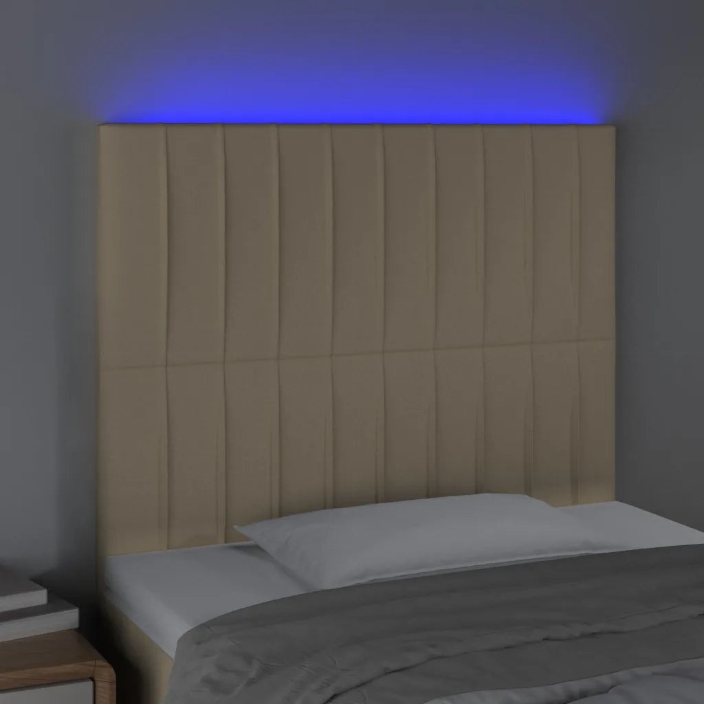 Testiera a LED-Testata con LED crema 90x5x118/128 cm in Tessuto 179853