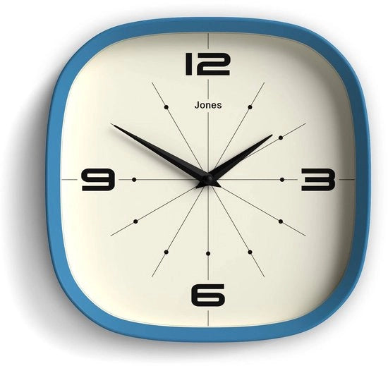 Orologio da parete Pulsar | Quadrato, orizzontale con retroilluminazione | 25 cm | Blu | Design moderno per la cucina, salotto o ufficio