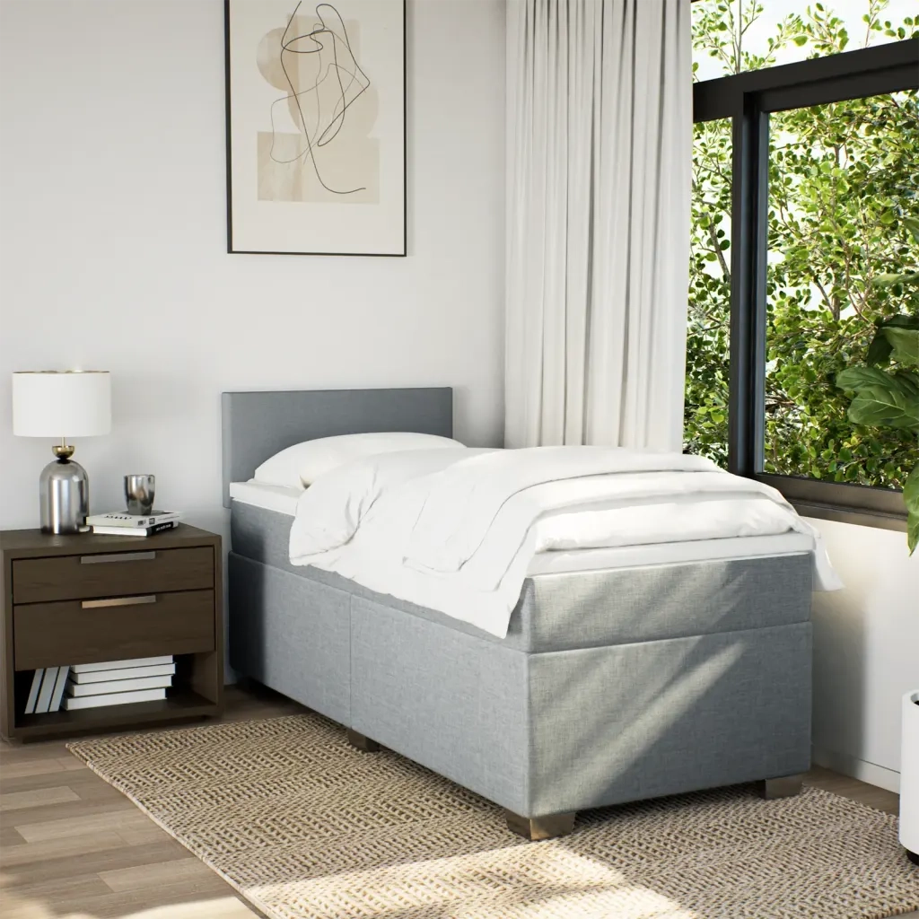 Giroletto a Molle con Materasso Grigio Chiaro 90x190 cm Tessuto 3285736
