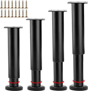 Piedini per mobili regolabili in altezza - Metallo nero - Piedini per mobili - 180-300 mm - Piedini per letto e comodino - Set da 4