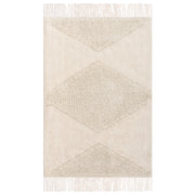 Tappeto Beige Cotone 60 x 90 cm Motivo decorativo geomentrico Stile Boho Soggiorno Bambini Stanza dei bambini