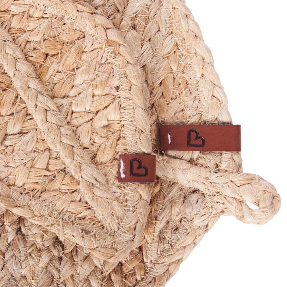 Set di 12 tovagliette e sottobicchieri 30x40/10x15 cm a forma di foglia in iuta naturale fatta a mano stile boho