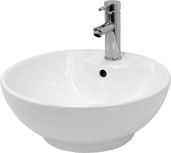 Wastafel inclusa con accessorio di scarico bianco con sovrappiatura Ø 45,5x18,5 cm ceramica bianca