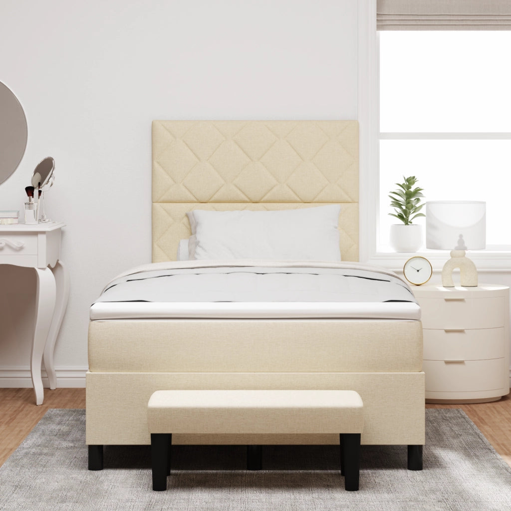 Letto a Box Spring con Materasso e Panchina Crema 120x200 cm Tessuto