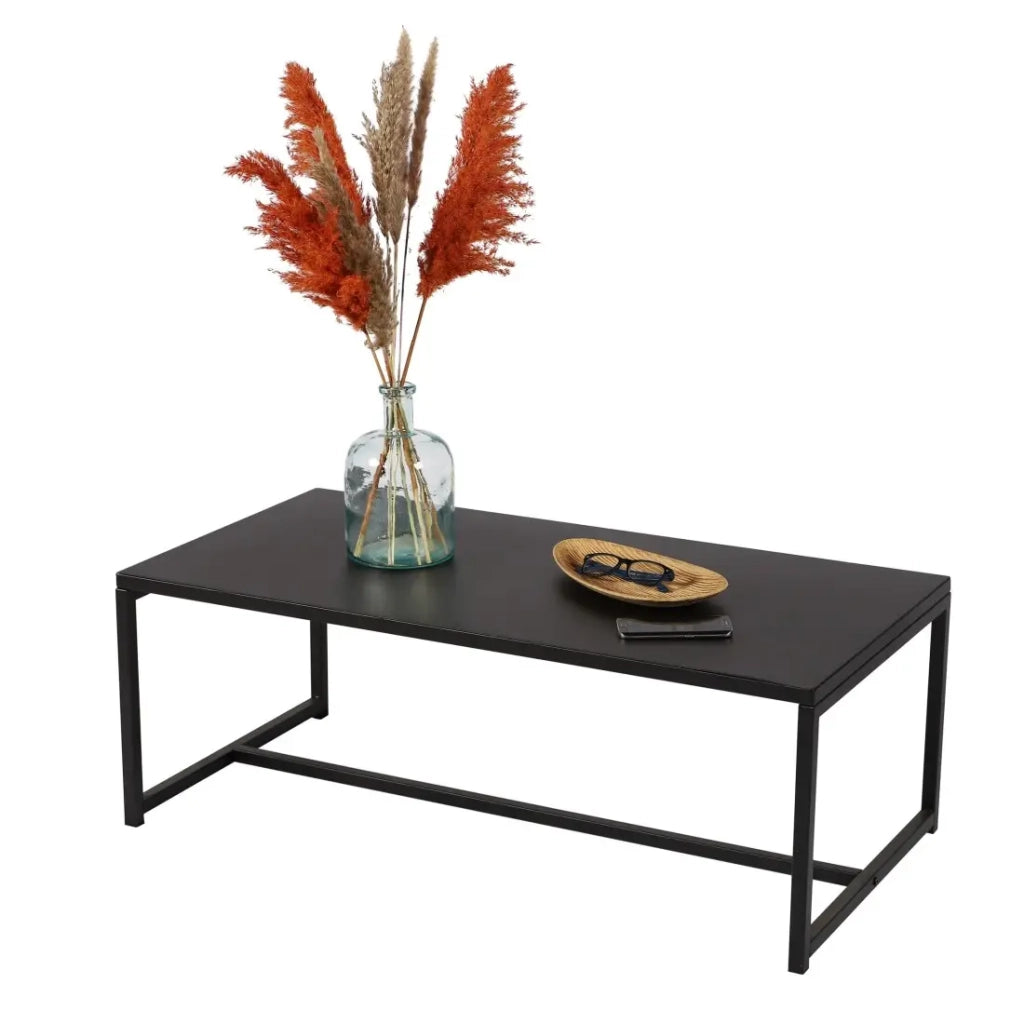 Tavolino basso stile industriale collezione SOHO - Colore nero, dimensioni 100x50x36 cm
