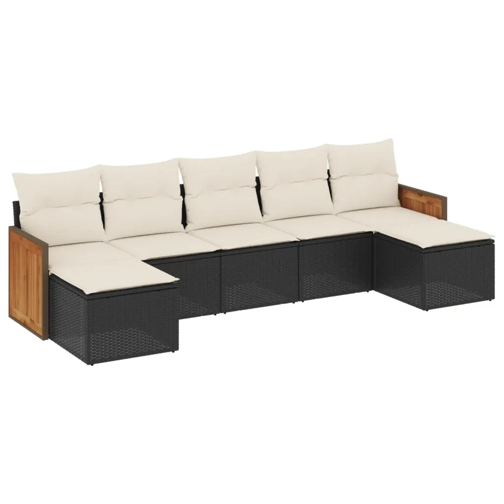 Set Divani da Giardino con Cuscini 7pz Nero Polyrattan 3260313
