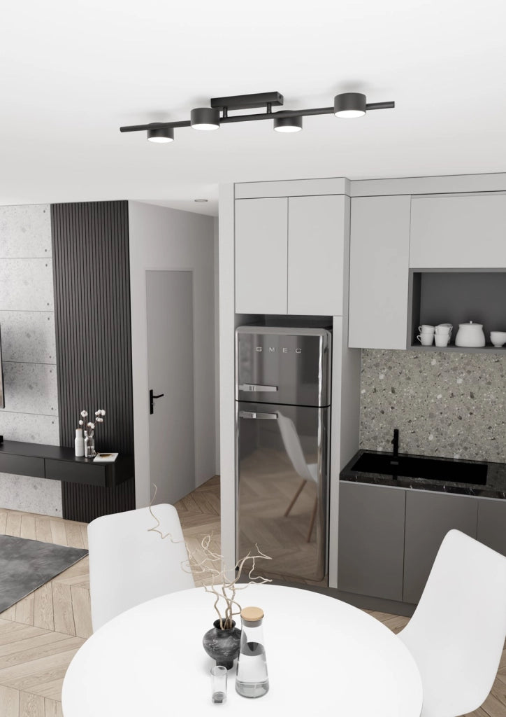 Plafoniera loft nera BET 4 luci GX53 Emibig metallo