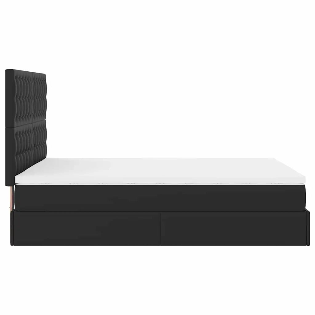 vidaXL Struttura Letto Pouf con Materasso Nero 140x200 cm Similpelle