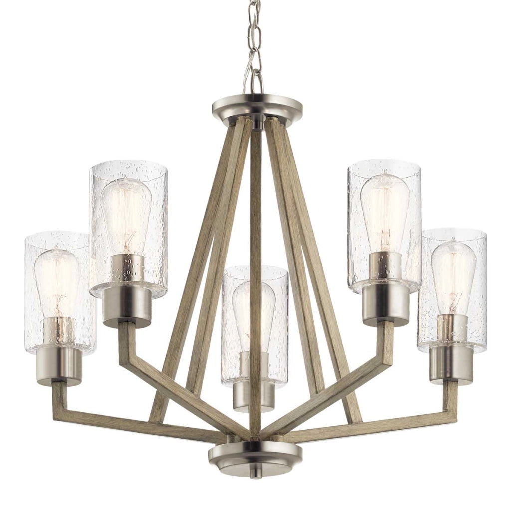 Lampadario Deryn grigio anticato in vetro 5xE27 Kichler