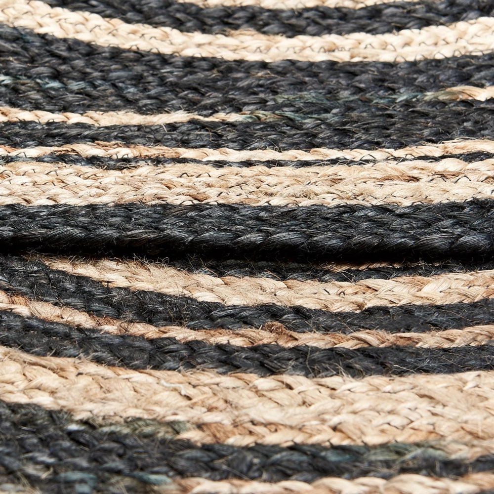 Tappeto tappetino Beige Nero Rotondo 140 cm Boho Rustico Spirale Intrecciata Juta Soggiorno Camera Da Letto Corridoio
