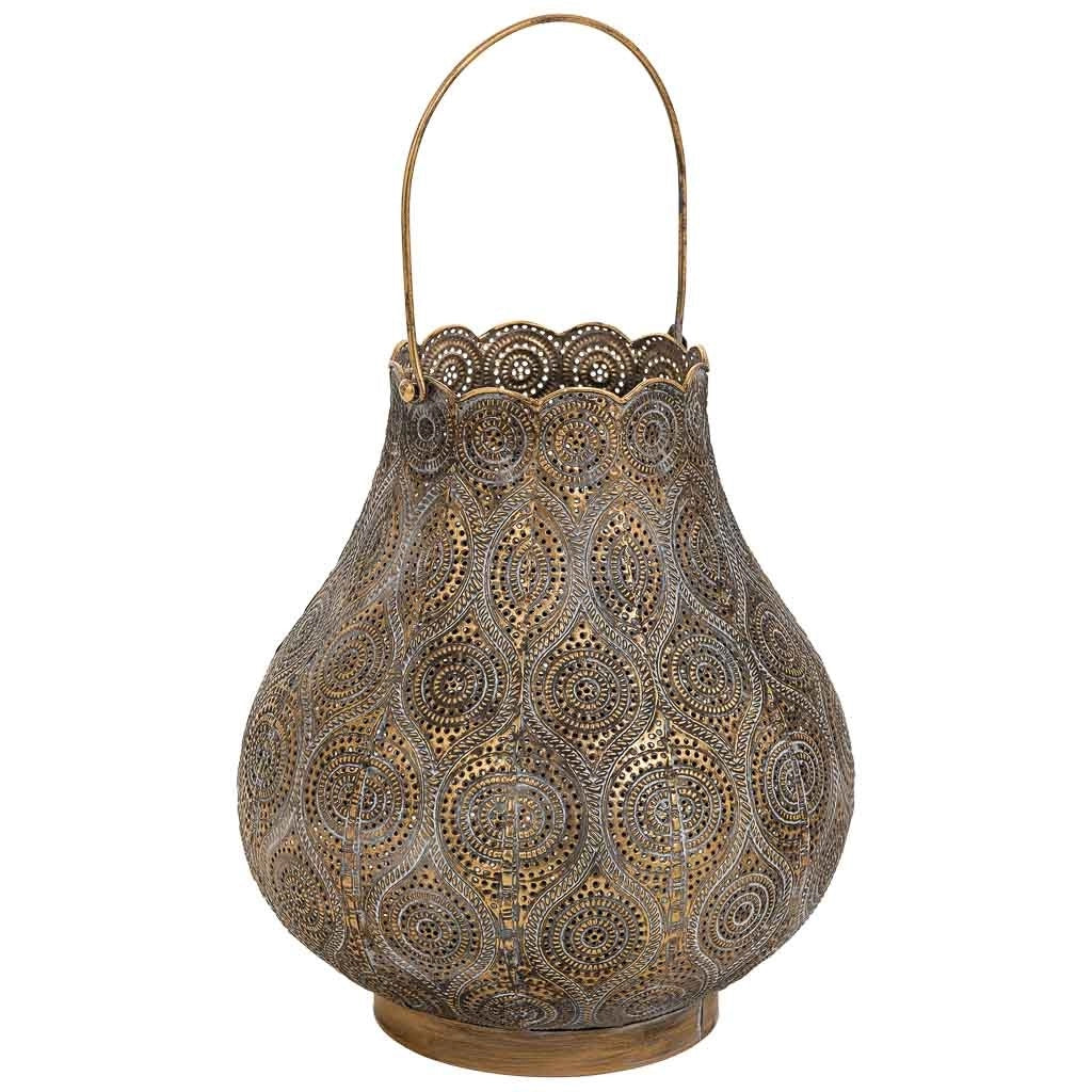 Portacandele in metallo marrone 25,5x25,5x28h cm