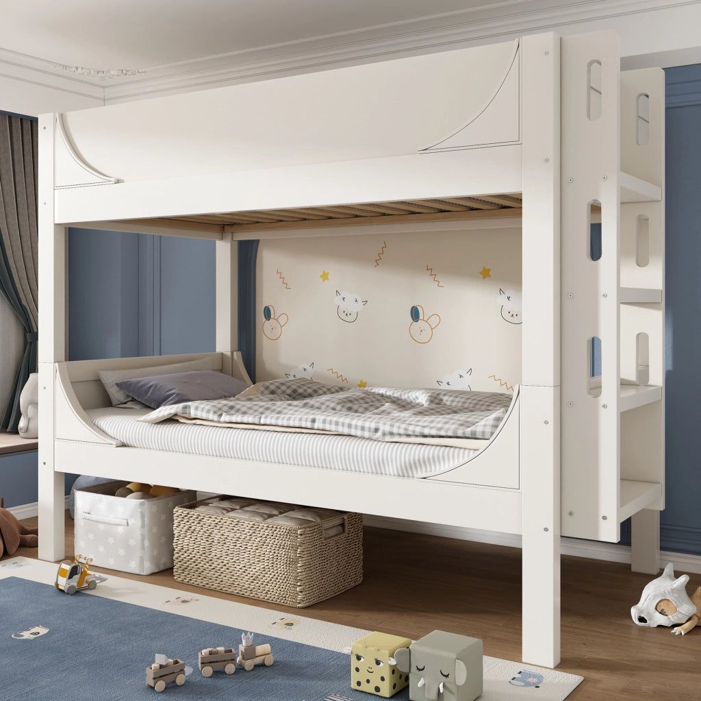 Letto a castello divisibile 90x200 cm bianco con scala