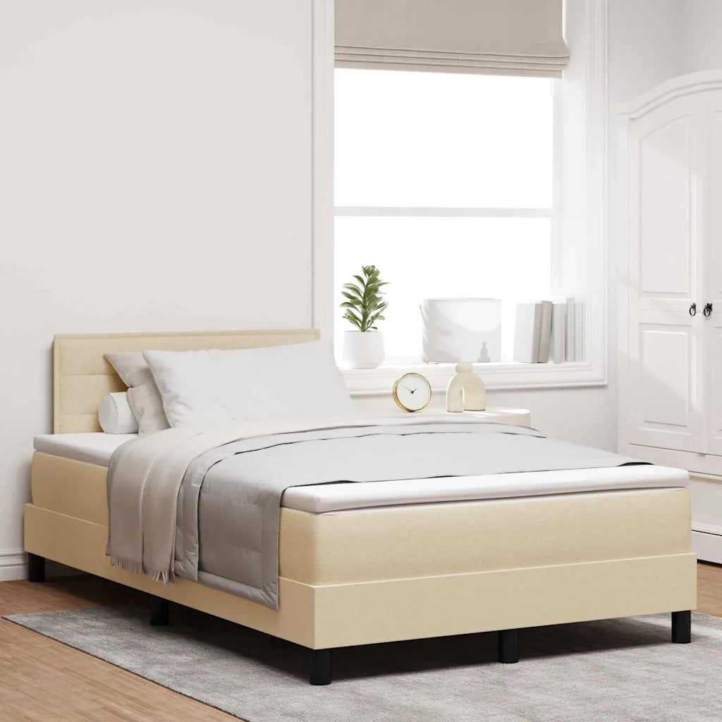 Letto a molle con testiera Crema 120 x 200 cm Tessuto 3338606