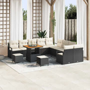 Set Divano da Giardino con cuscino 13 pcs Nero e Crema