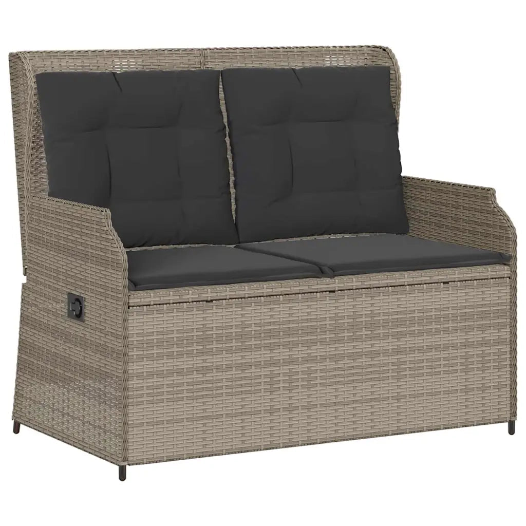 Panca Reclinabile Giardino con Cuscini Grigio Chiaro Polyrattan 368960
