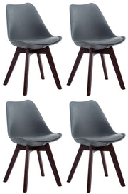 Set di 4 sedie per visitatori in similpelle Borneo grigio,noce
