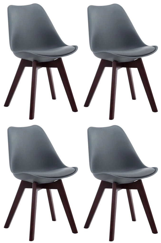 Set di 4 sedie per visitatori in similpelle Borneo grigio,noce