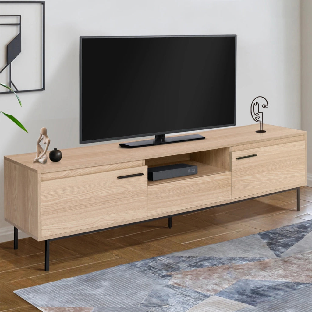 IDMarket - Porta TV SEATTLE da 180 cm con contenitori dal design industriale