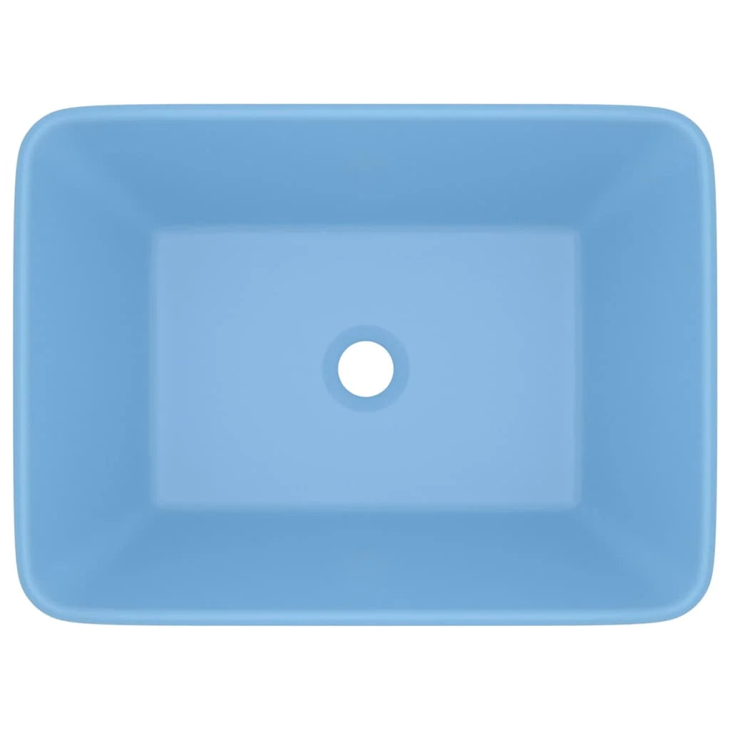 Lavabo da appoggio di lusso lavabo da bagno rettangolare finitura opaca azzurro chiaro 41 x 30 x 12 cm ceramica 02_0002786