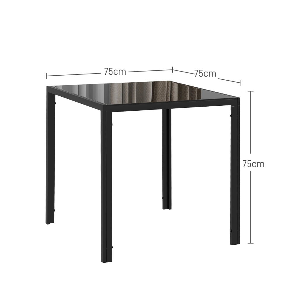 Tavolo da pranzo quadrato per 4 persone ¨C zephmum ¨C piano in vetro temperato nero 75x75x75 cm